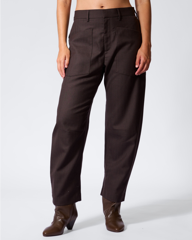 Shon Wool Trousers Brown Herringbone