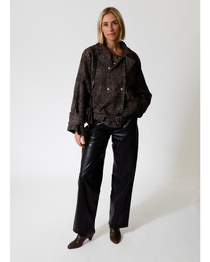 Inja Tweed Jacket with Belt - Brown