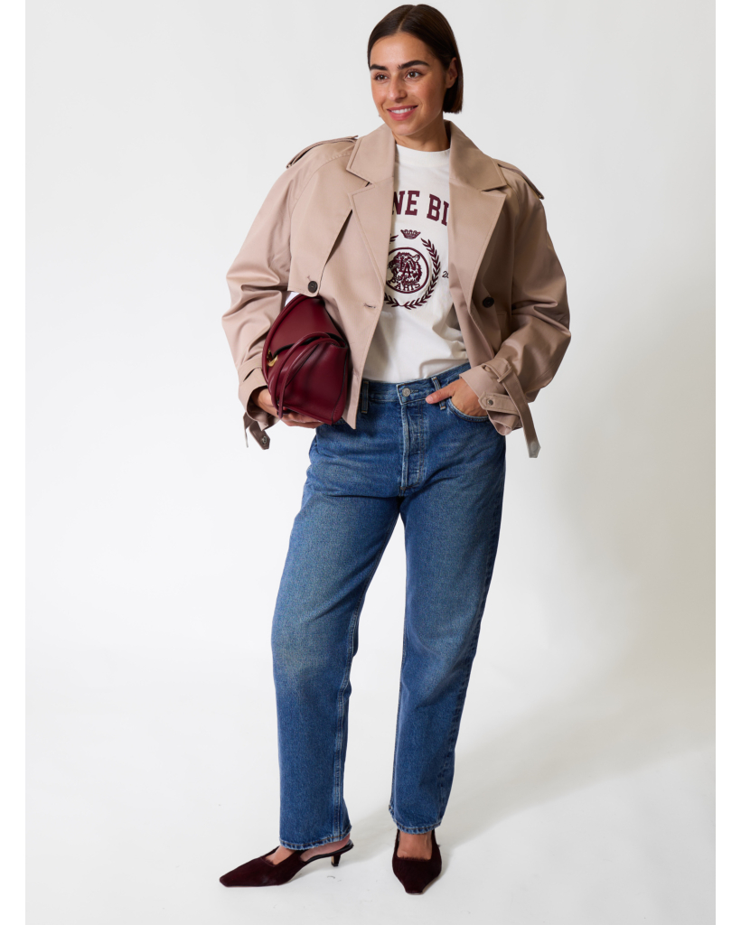 Printed T-shirt in Ecru/Bordeaux