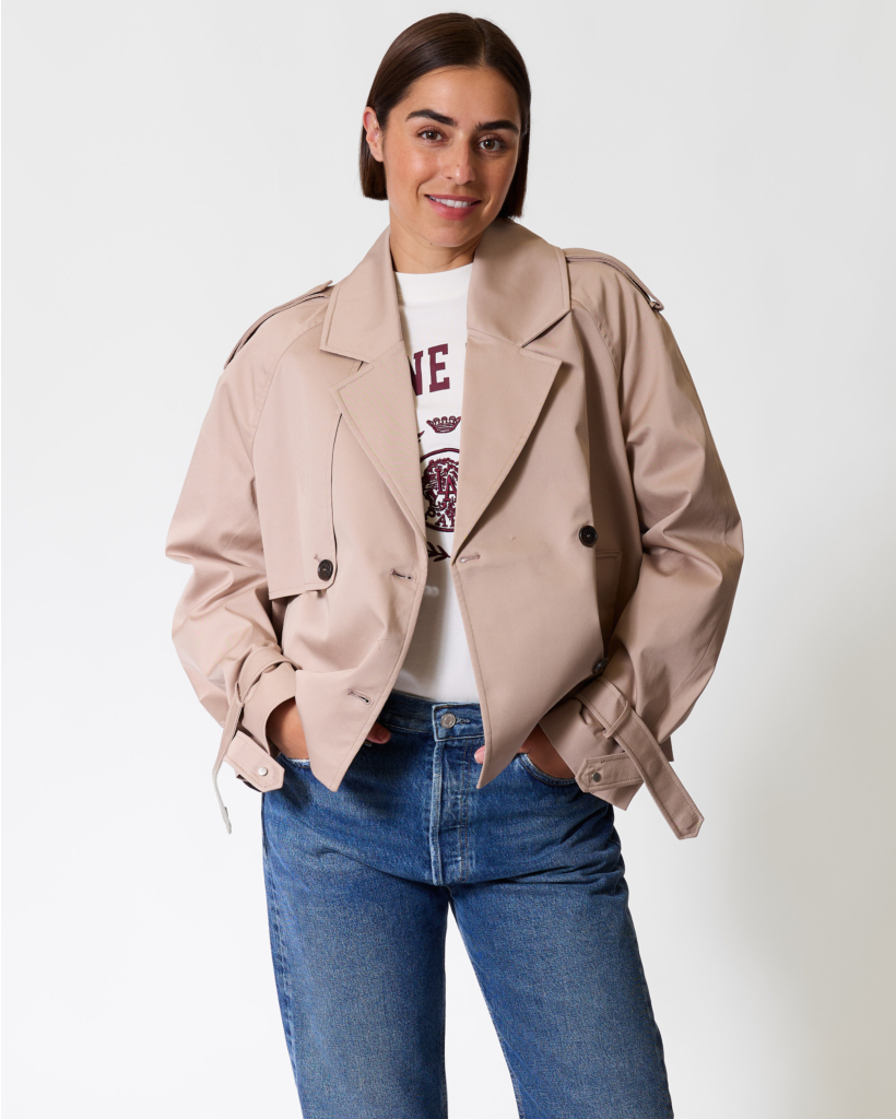 Rickie Cropped Trench in Beige