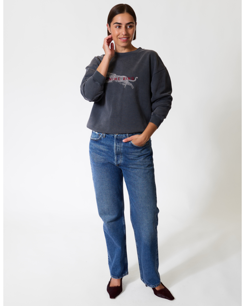 Sweater with Leopard Print - Washed Black