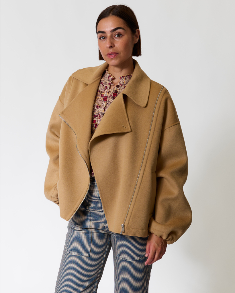 Short Overcoat with Zipper - Burlap