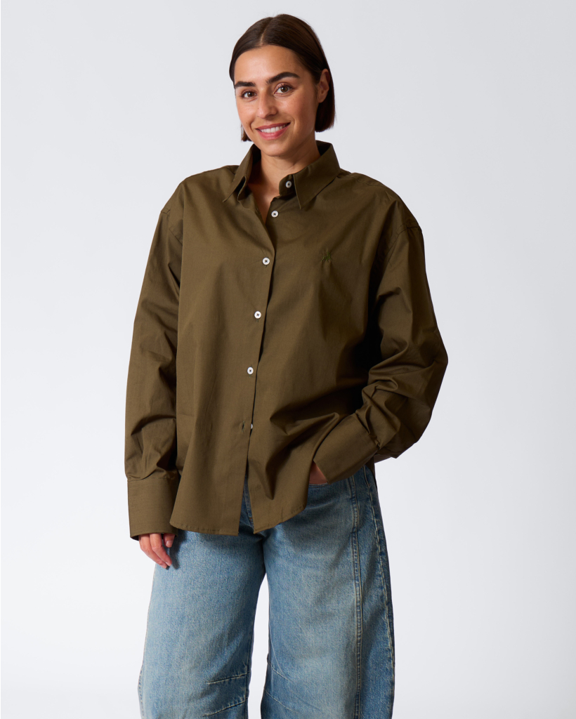 Caryn Poplin Blouse Dark Forest