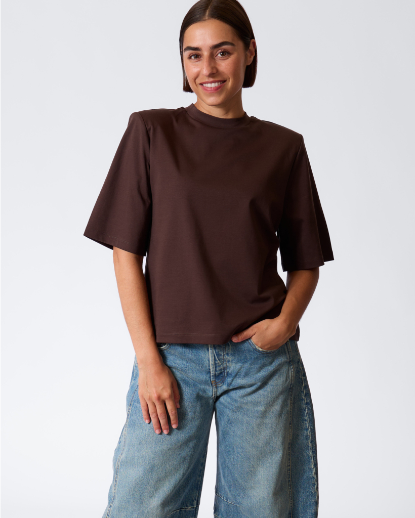 Tadura T-shirt with Shoulder Pads Choco Brown