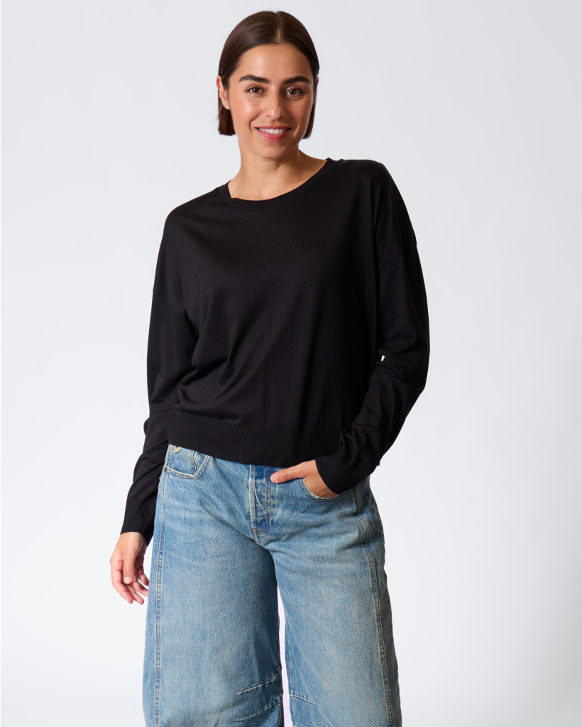 Cesidie Wool-Blend Long-Sleeve Black