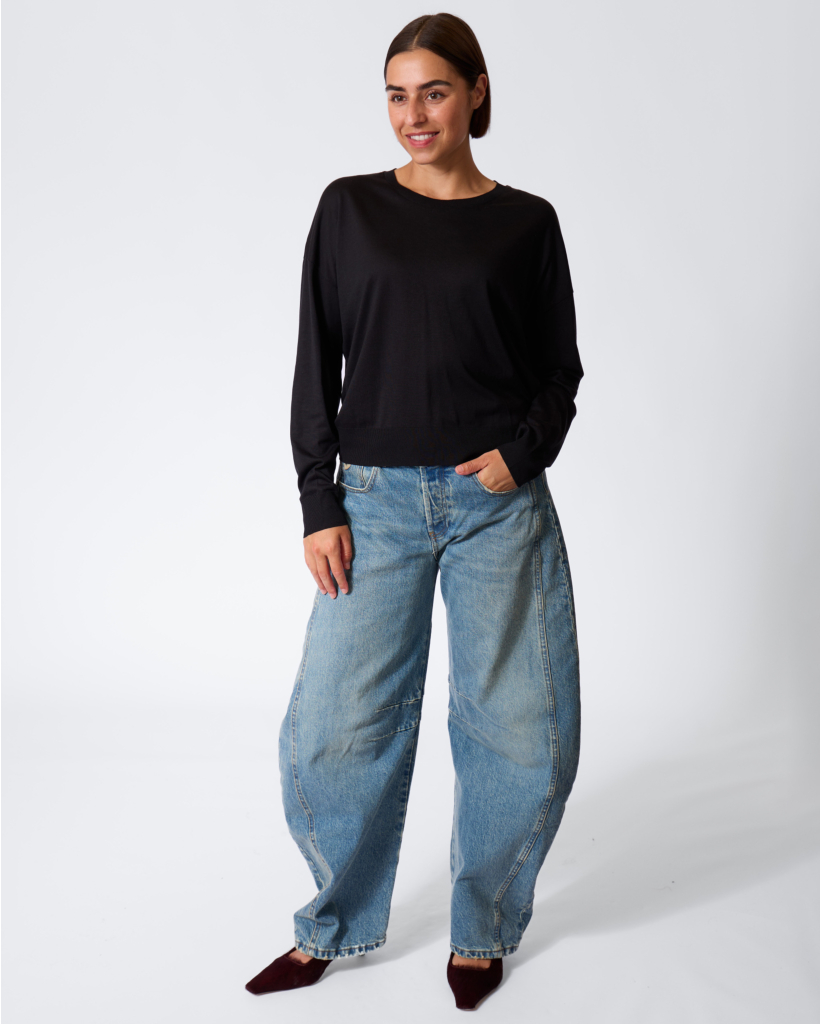 Cesidie Wool-Blend Long-Sleeve Black
