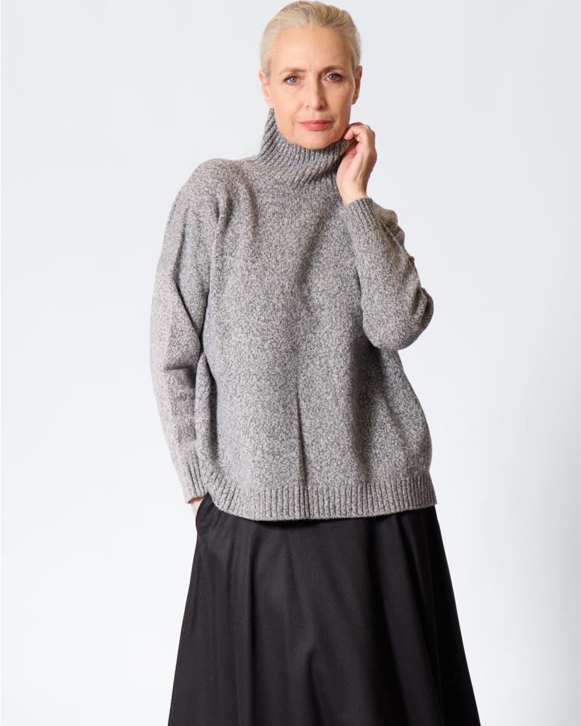 wkdborgia Woollen Knit Turtleneck Jumper Medium Grey
