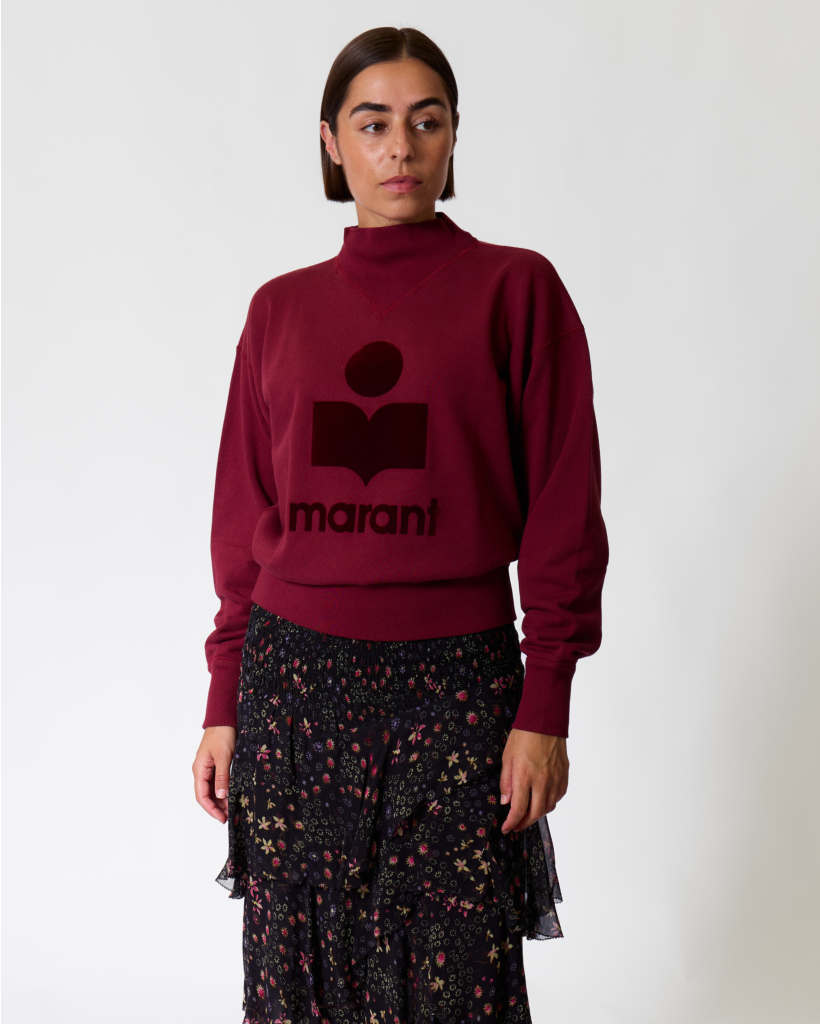 Moby Crewneck Sweater with Logo - Bordeaux