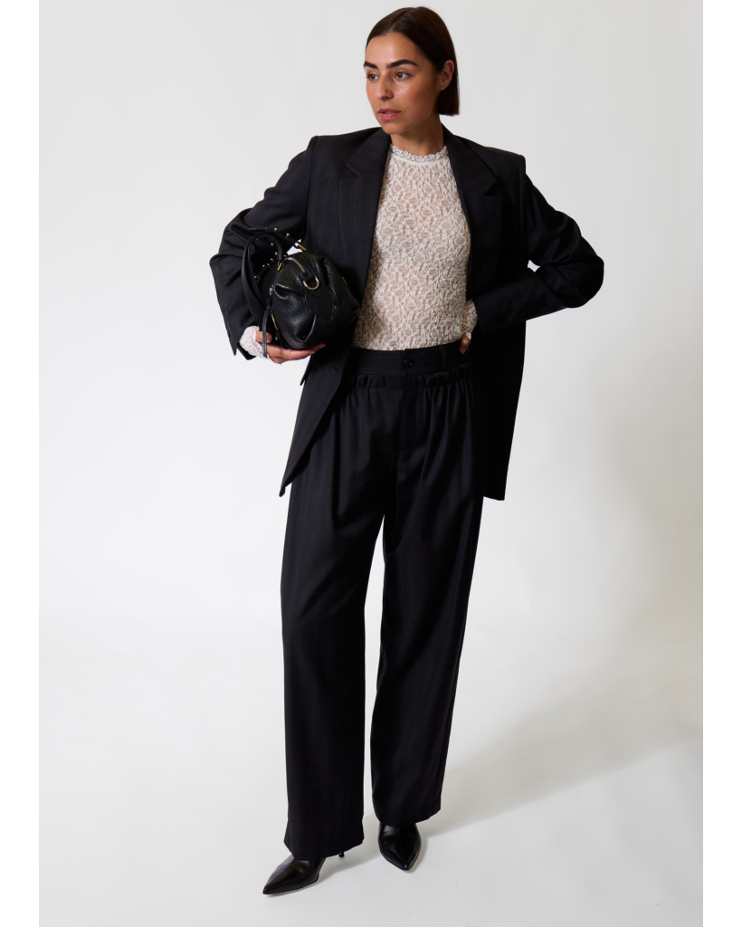 Brany Sheer Lace Long-Sleeve White