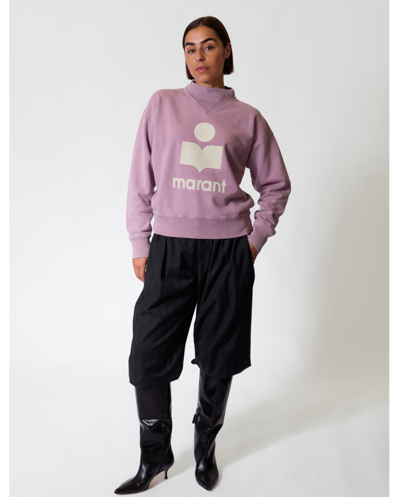 Moby Crewneck Sweater with Logo Rosewood/Ecru