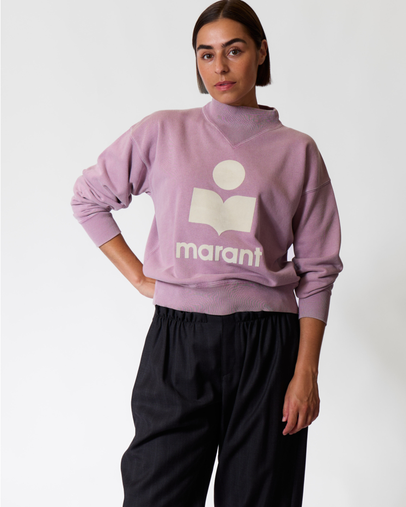 Moby Crewneck Sweater with Logo Rosewood/Ecru