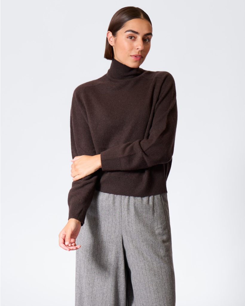 Lyzima Wool Turtleneck Sweater Chocolate Brown