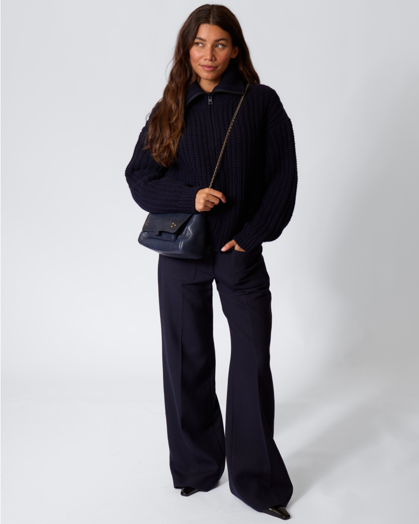 Navy Turtleneck Knitted Sweater