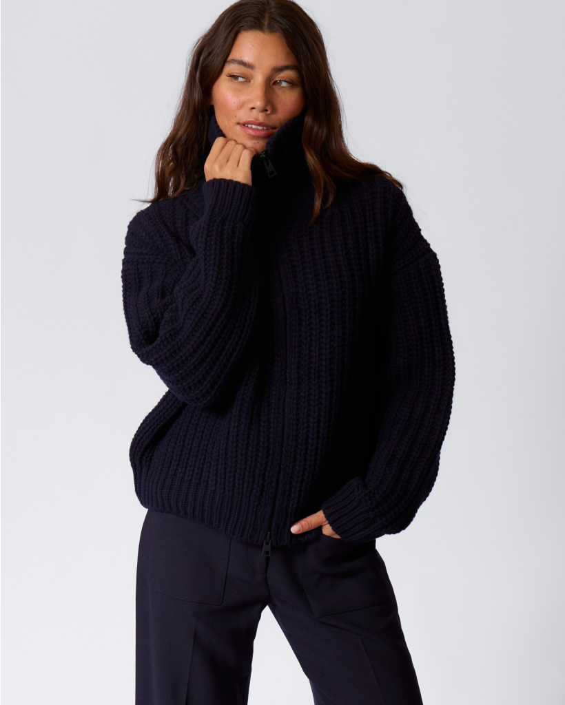 Navy Turtleneck Knitted Sweater