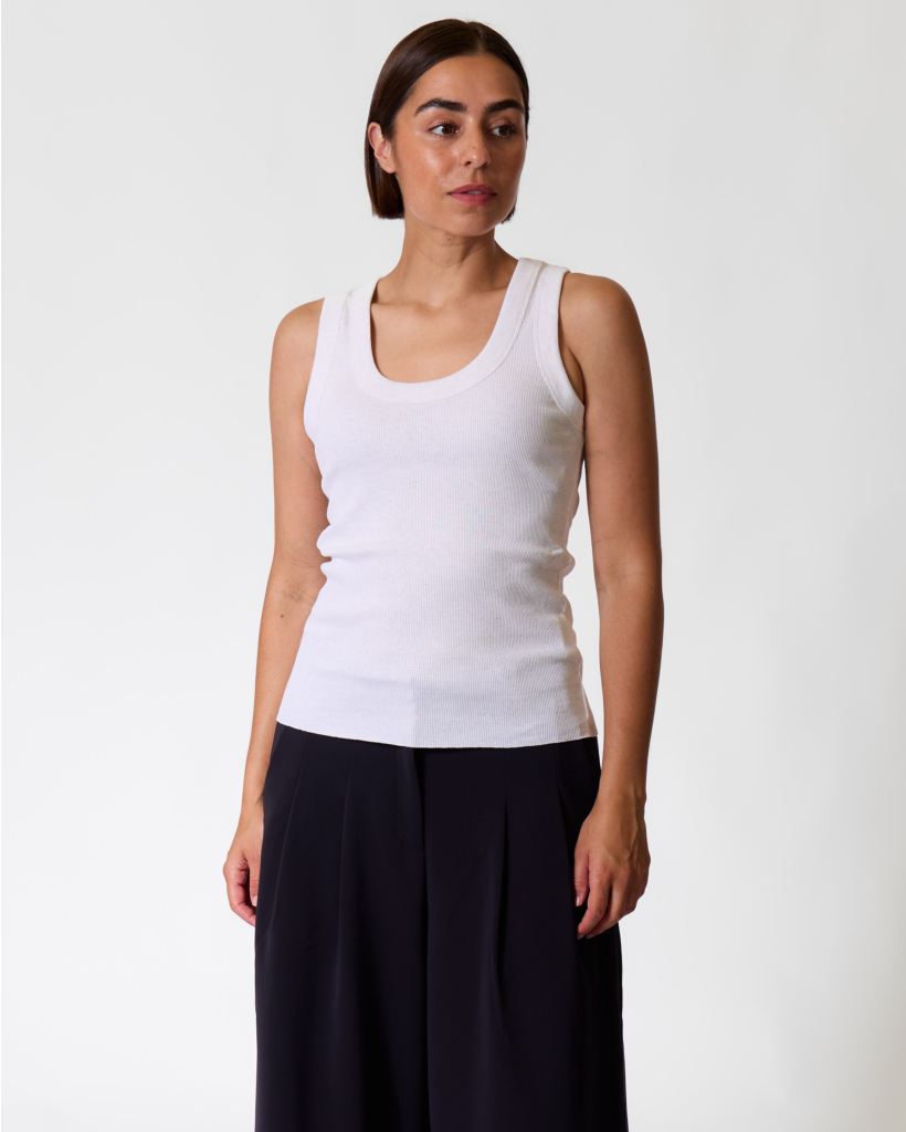 Tavira Ribbed Tank Light Grey Melange