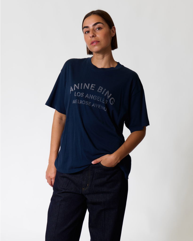 T-shirt with washed navy print
