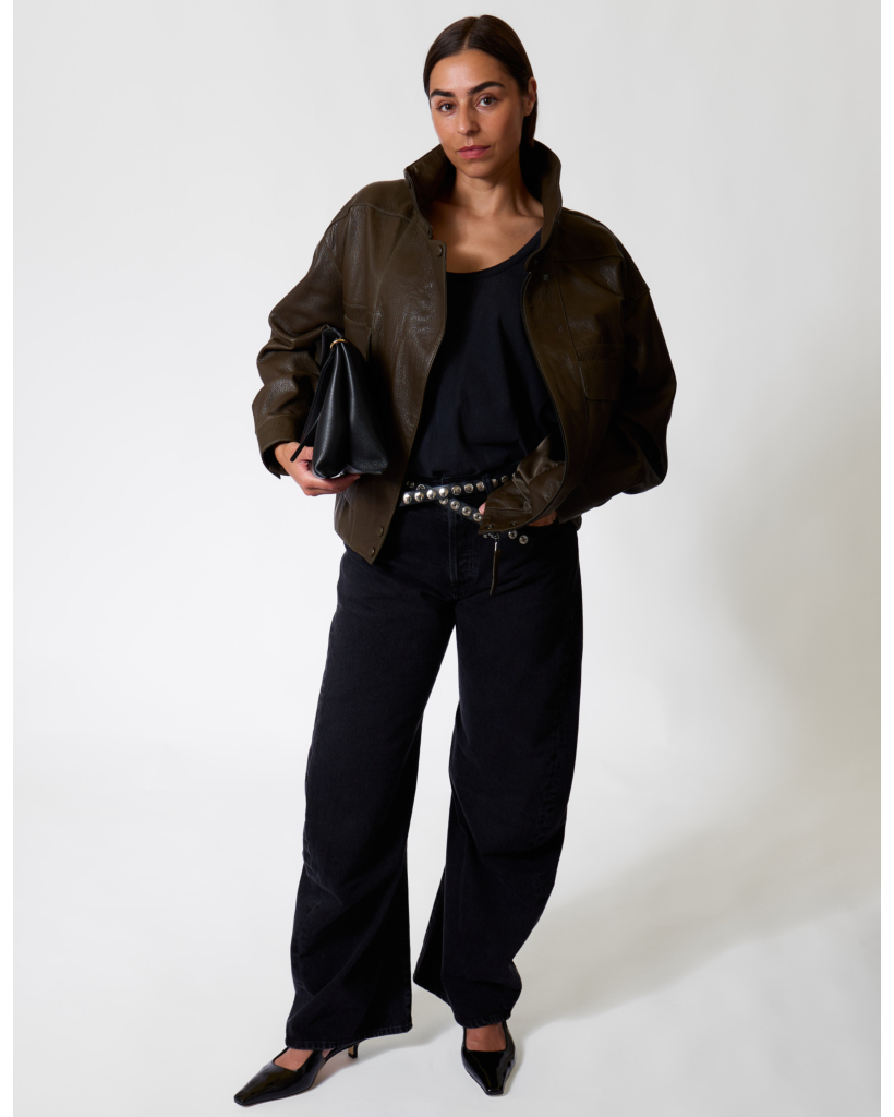 Nicola Leather Jacket Nemo Khaki