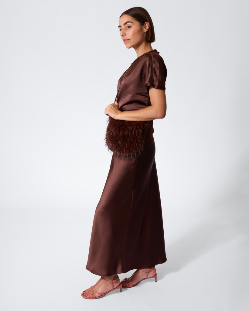 Satin Maxi Skirt Maroon