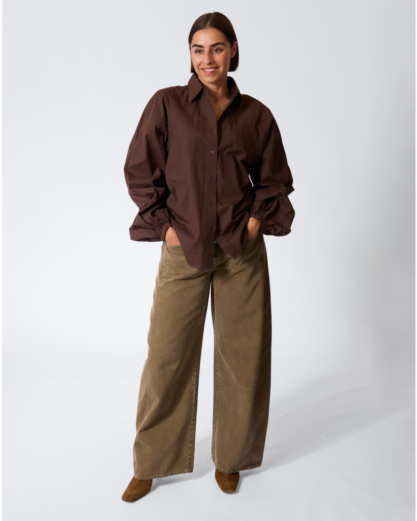 Organic Cotton Shirt Blouse Mahogany Brown