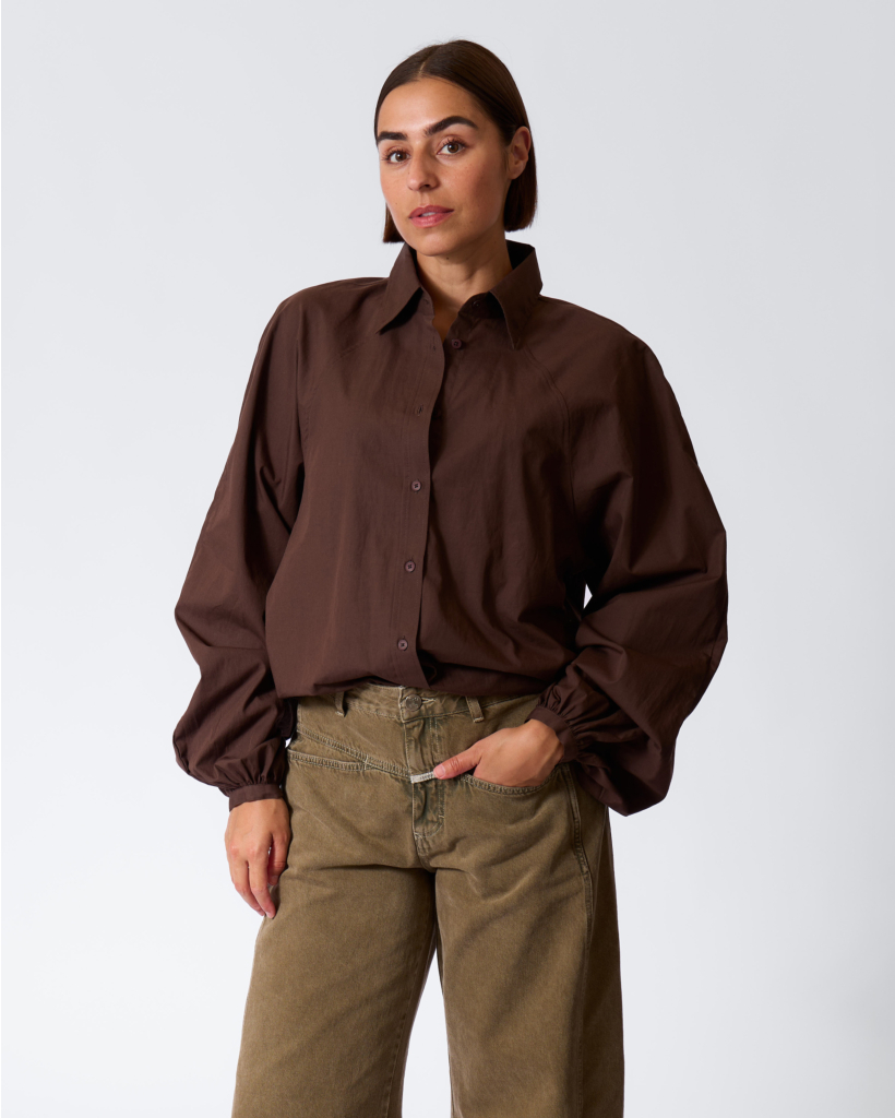 Organic Cotton Shirt Blouse Mahogany Brown