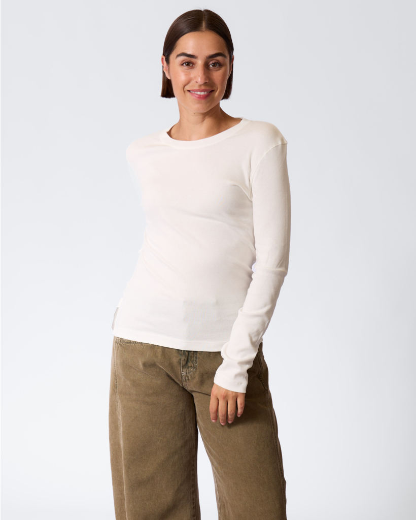 Fitted Long-Sleeve Ecru