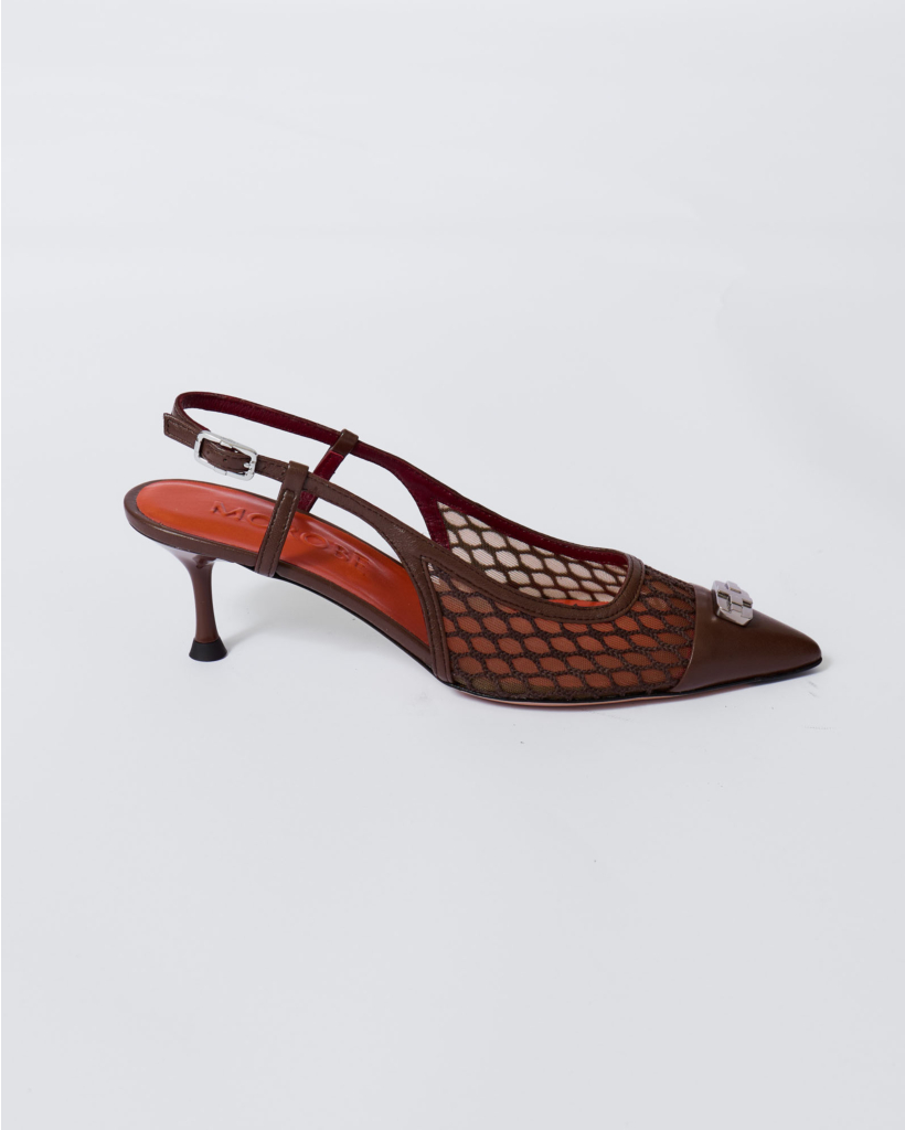Delilah Mesh Slingback Hak Chocolat