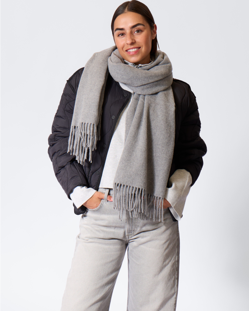 Grey Gauze Wool Scarf