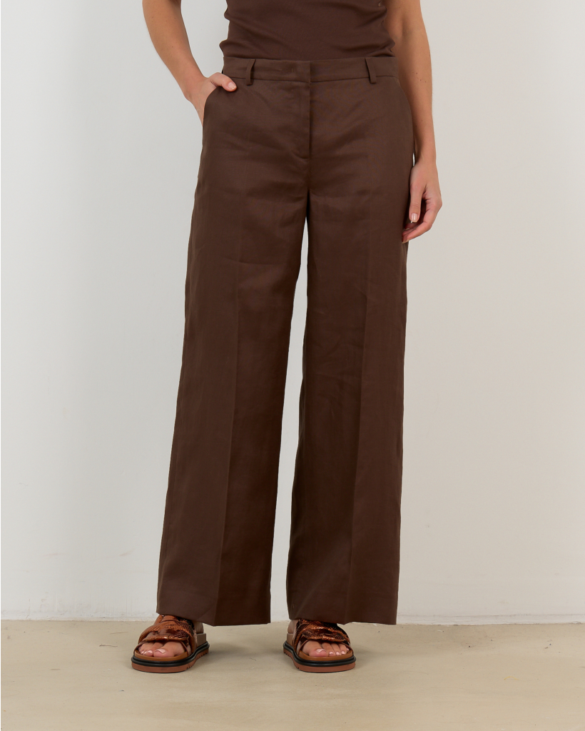 Linen Trousers Regular Fit Chocolate