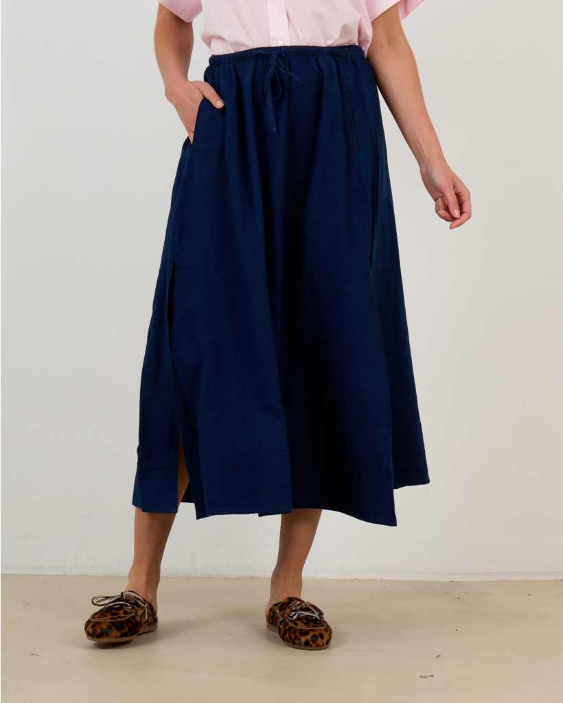 Midi Dark Blue Denim Skirt