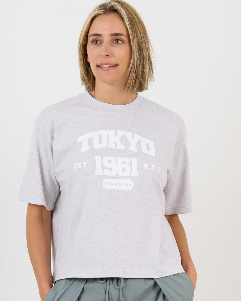 Heather grey T-shirt with print