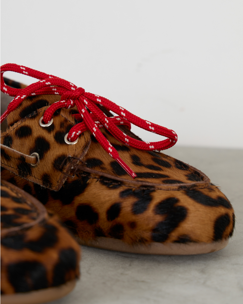 Leopard Boat Loafer Brown