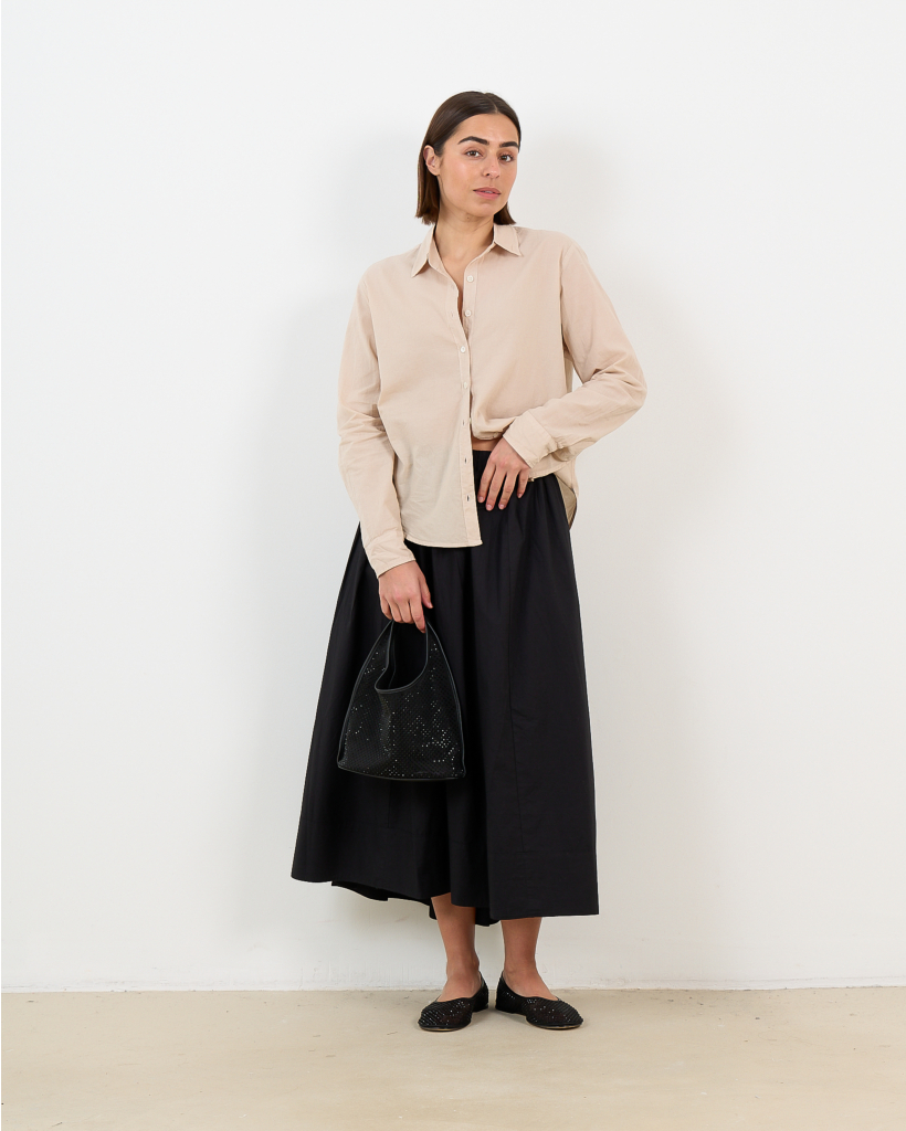 Bowie Washed Poplin Blouse in Parchment