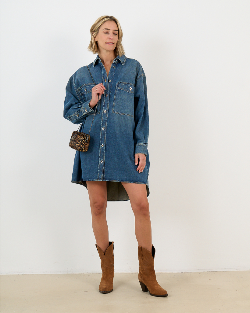 Oversized Denim Shirt Dress