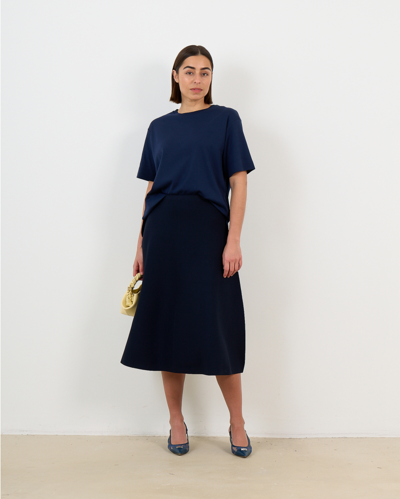 Viscose Crepe Wide Skirt Ultramarine