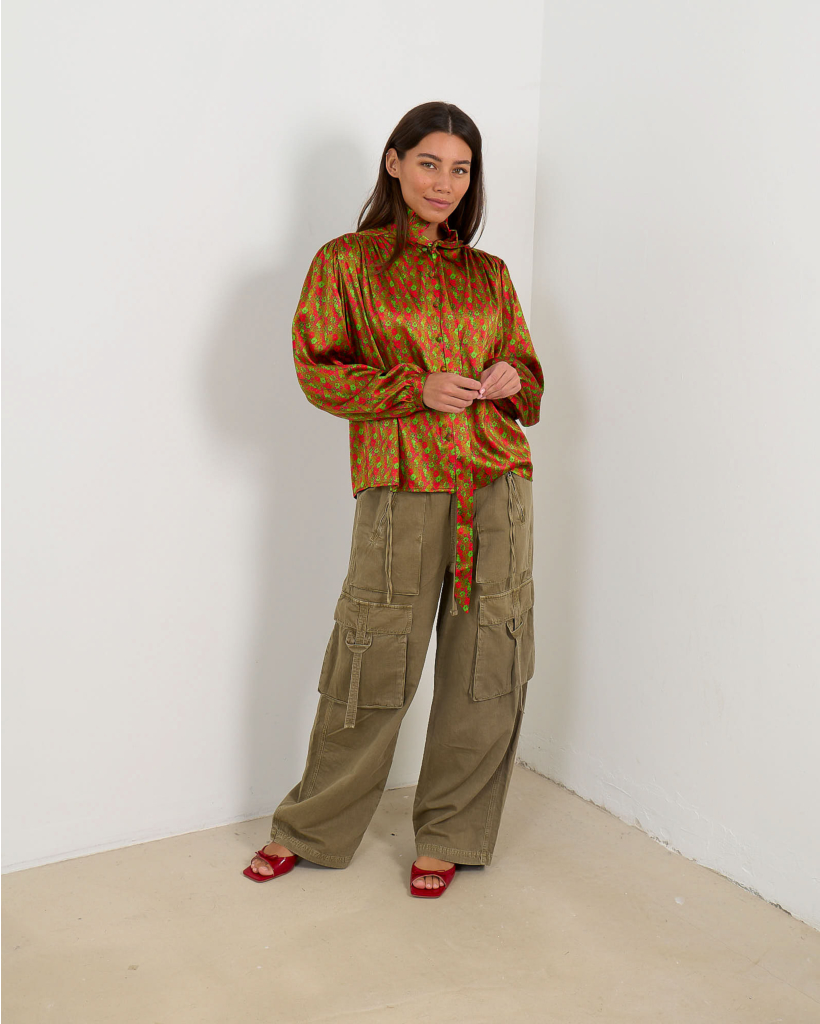 Maria Silk Blouse Floral Red