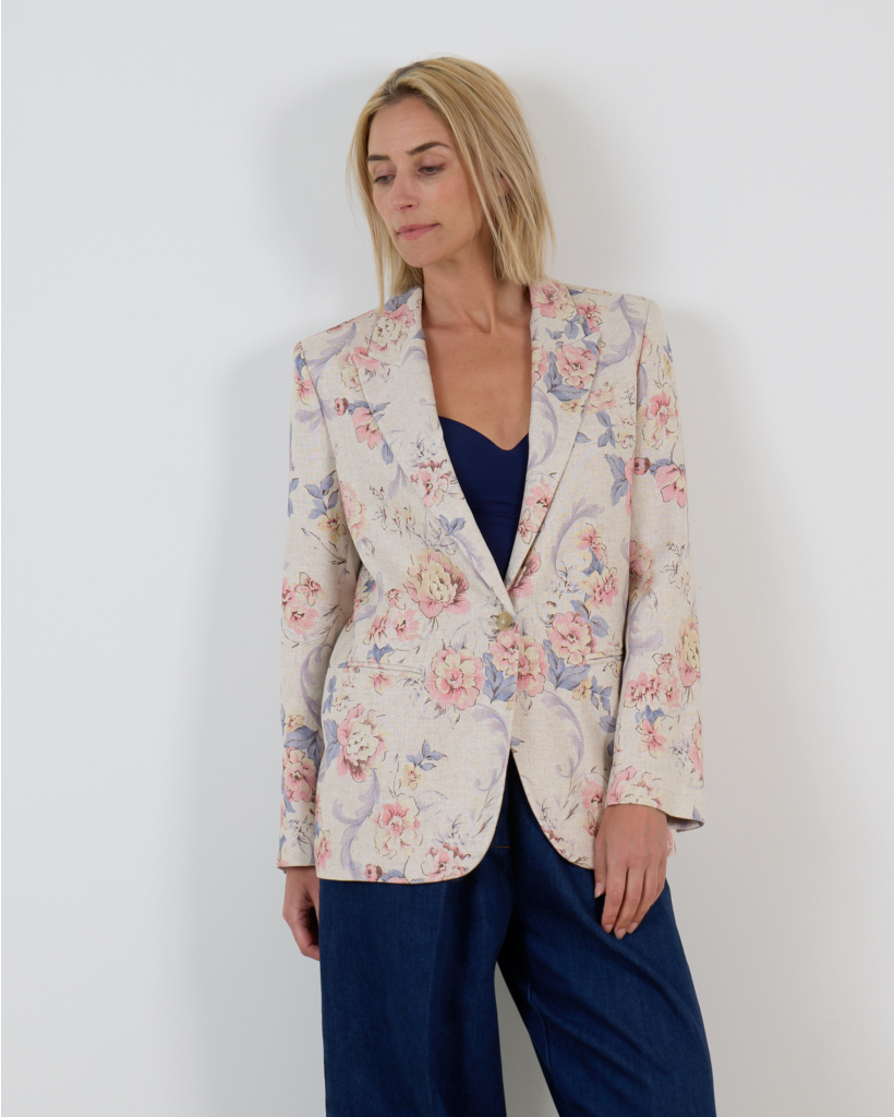 Pink Floral Print Blazer