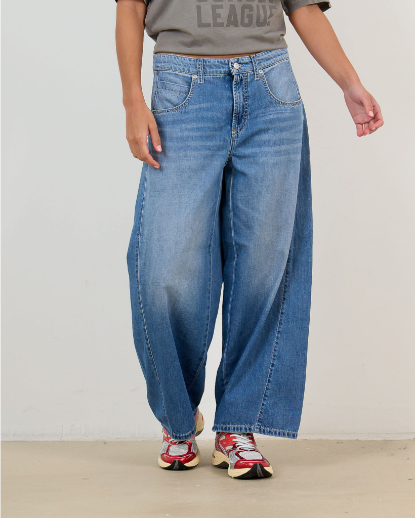Cropped Wide Leg Jeans Steel Wave