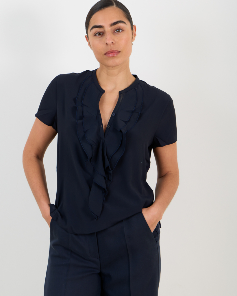 Navy ruffled T-shirt