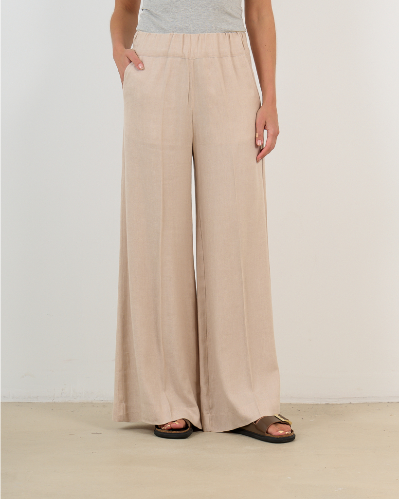 Super Woody Viscose-Linen Trousers - Sand