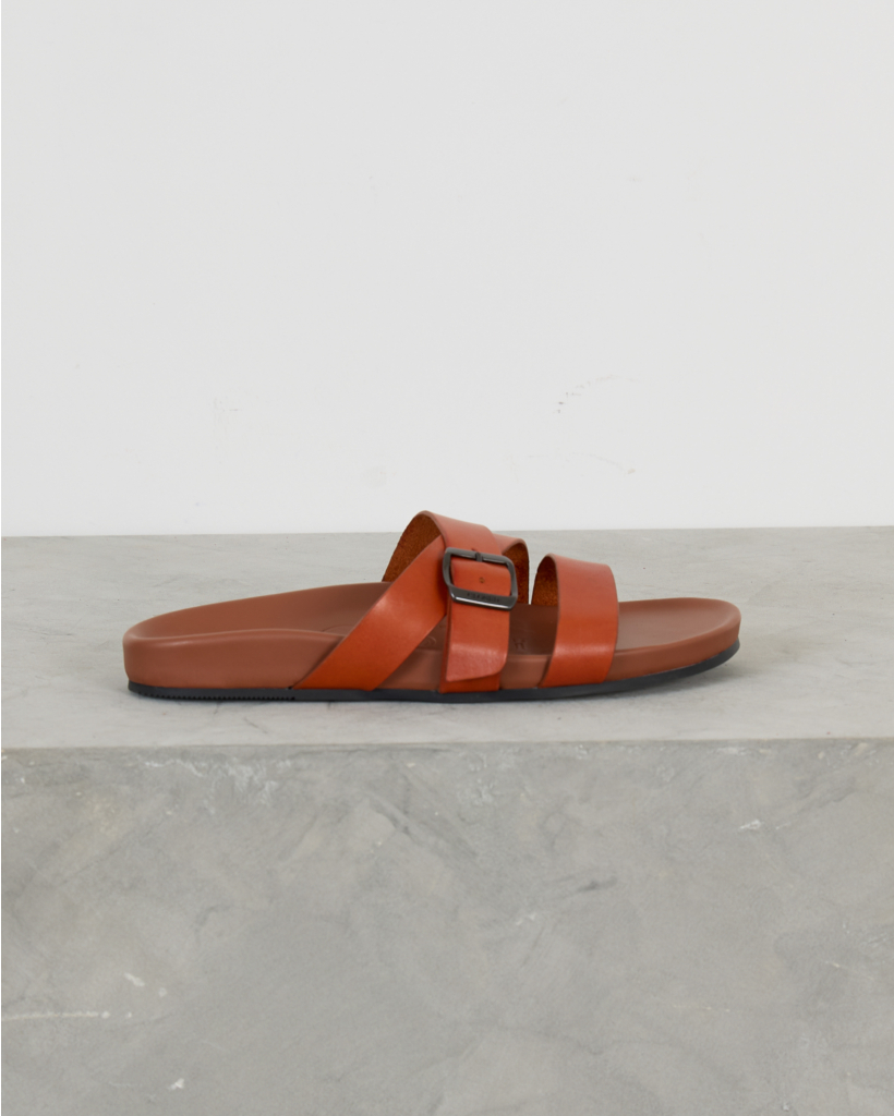 Leather Sandals with Buckle Red Skin