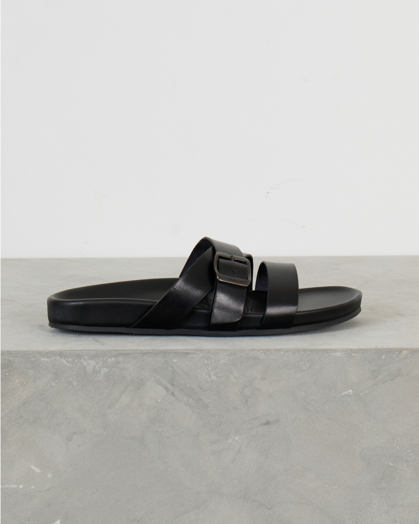 Black Leather Sandals with Buckle