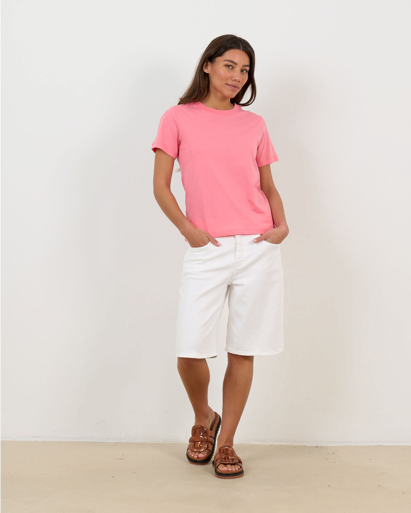 Organic Cotton T-shirt with Round Neck, Pink