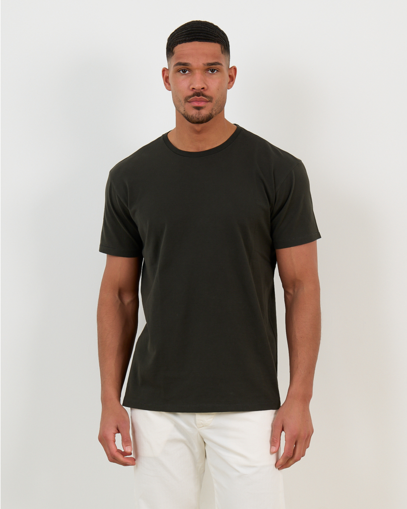 Dark Green Short-Sleeve Round-Neck T-Shirt