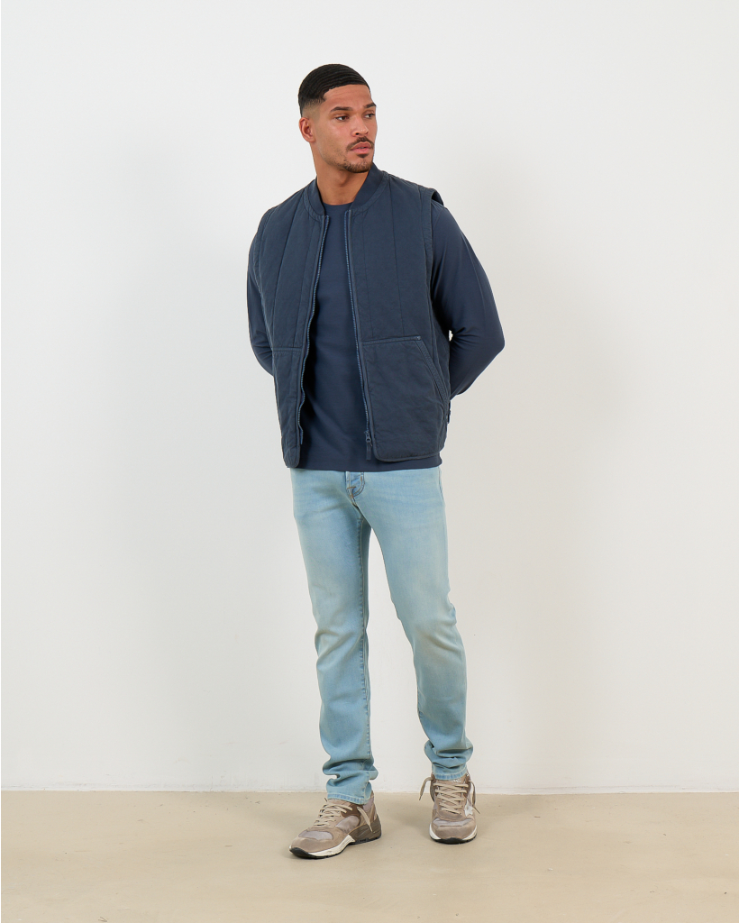 G100004 Ghost Linen Cotton Bodywarmer Slate Blue