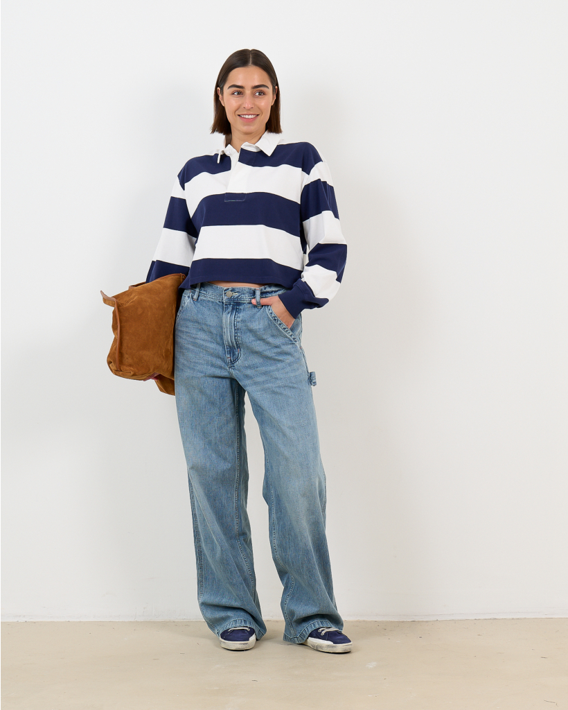 Striped Dark Blue/White Polo Sweater