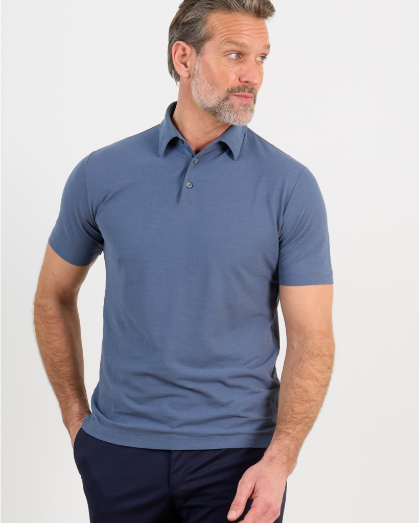 Ice Cotton Polo T-shirt Denim Blue