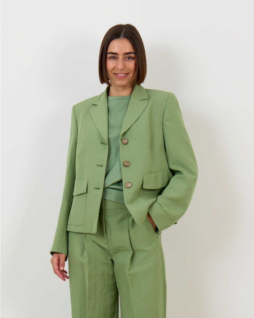Short Blazer Long Sleeve Green