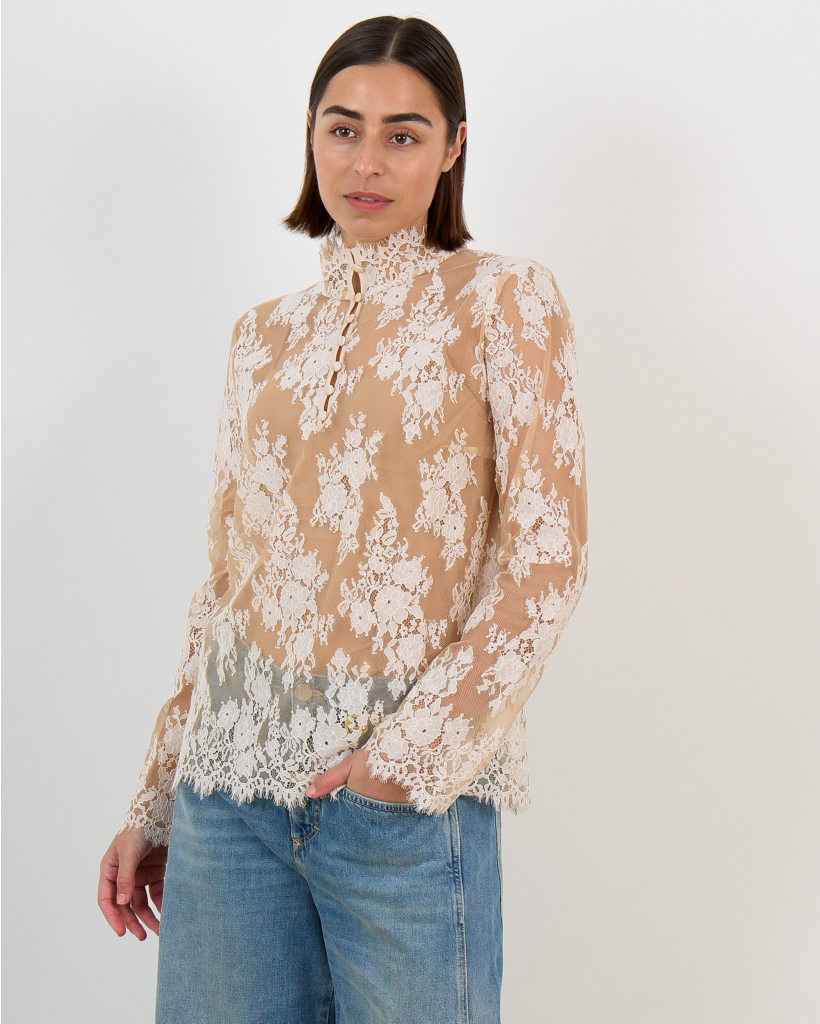 Meelah Lace Blouse Frappe Beige