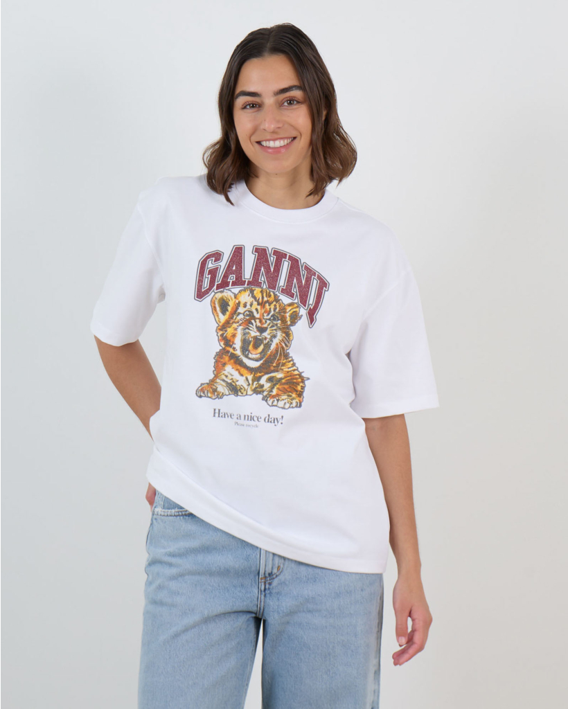 White Cotton Tiger Graphic T-Shirt