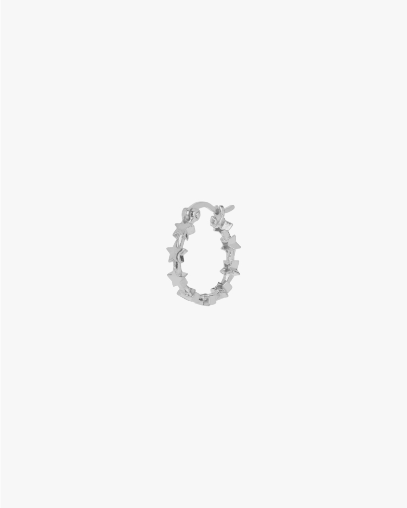 Single "Stars Align" Hoop Earring in Silver